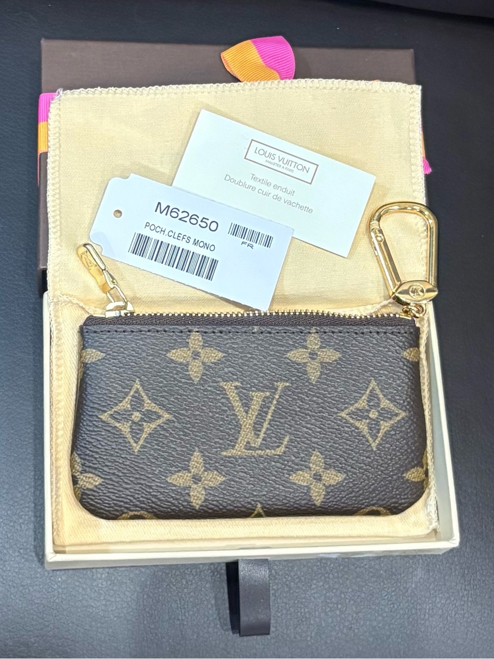 Louis Vuitton Monogram Coated Canvas Key Pouch with Gold Hardware